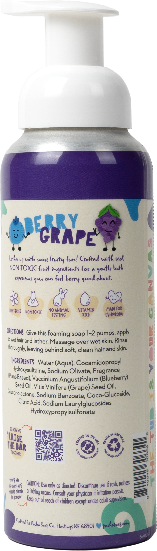 Kids, 2-in-1 Foaming, Shampoo + Body Wash Berry Grape, 3 Unit Case Pack