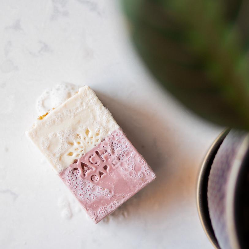 Jasmine Gardenia Bar Soap covered in bubbles