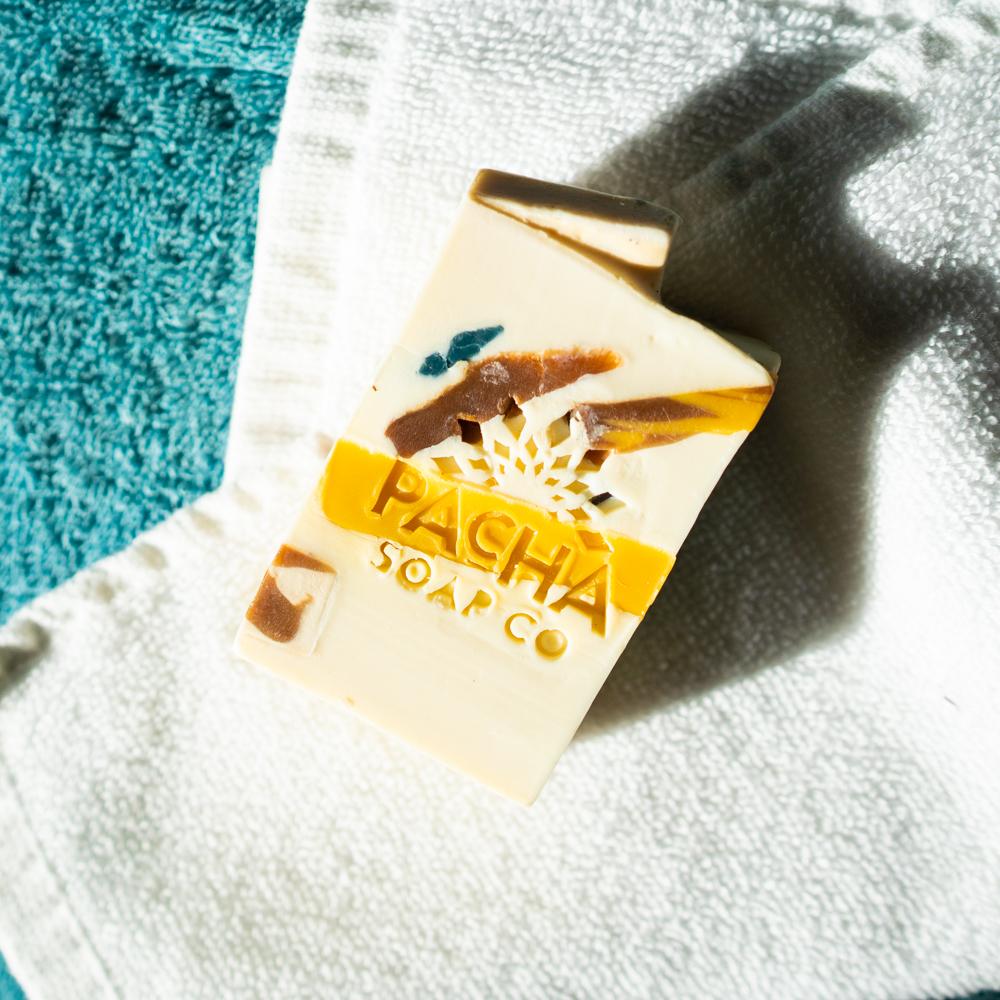 Pachafetti Bar Soap on a towel